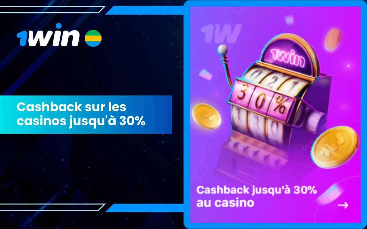 Cashback sur les casinos jusqu'à 30% pour les nouveaux clients 1Win