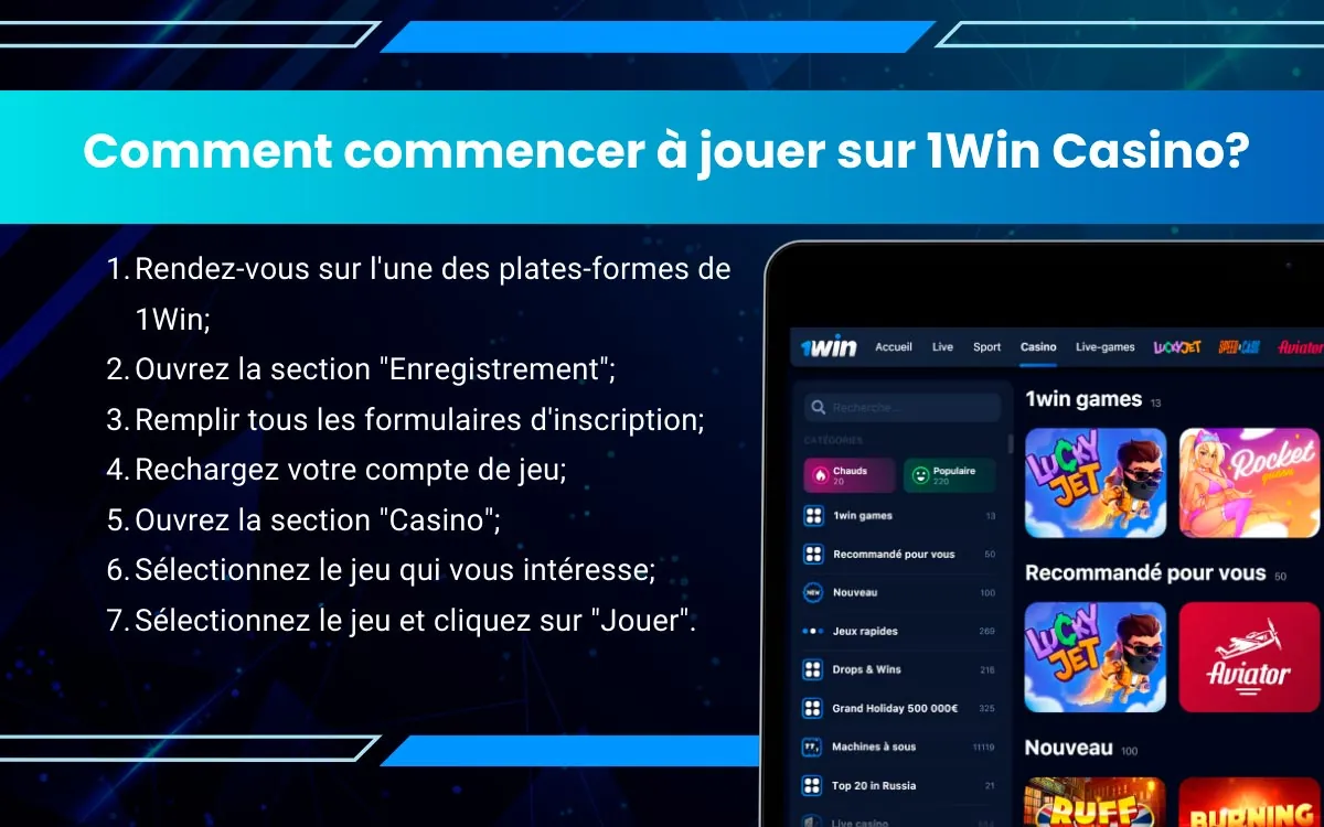 Inscrivez-vous à 1Win Casino - Obtenez votre Bonus et Jouez