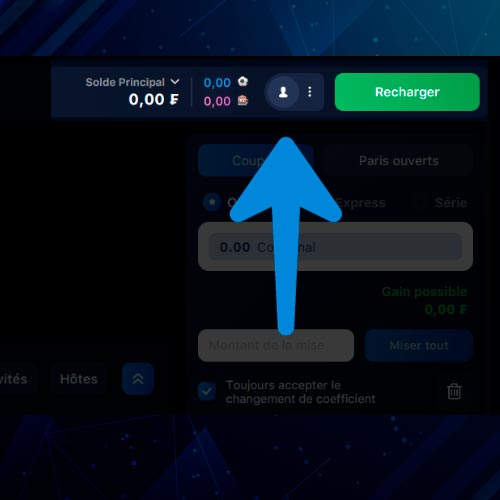 Après une connexion réussie, vous aurez accès à toutes les fonctionnalités et fonctions du client PC 1Win