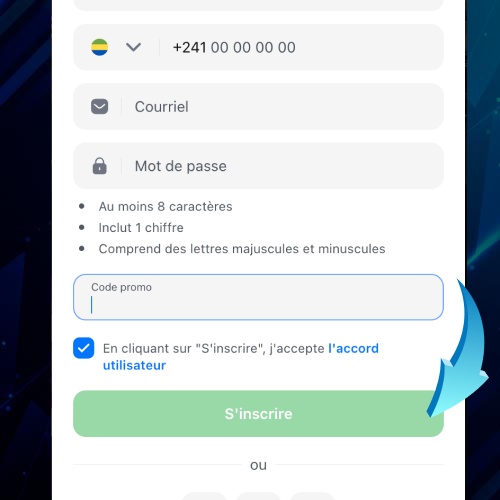 Compléter l'inscription du compte